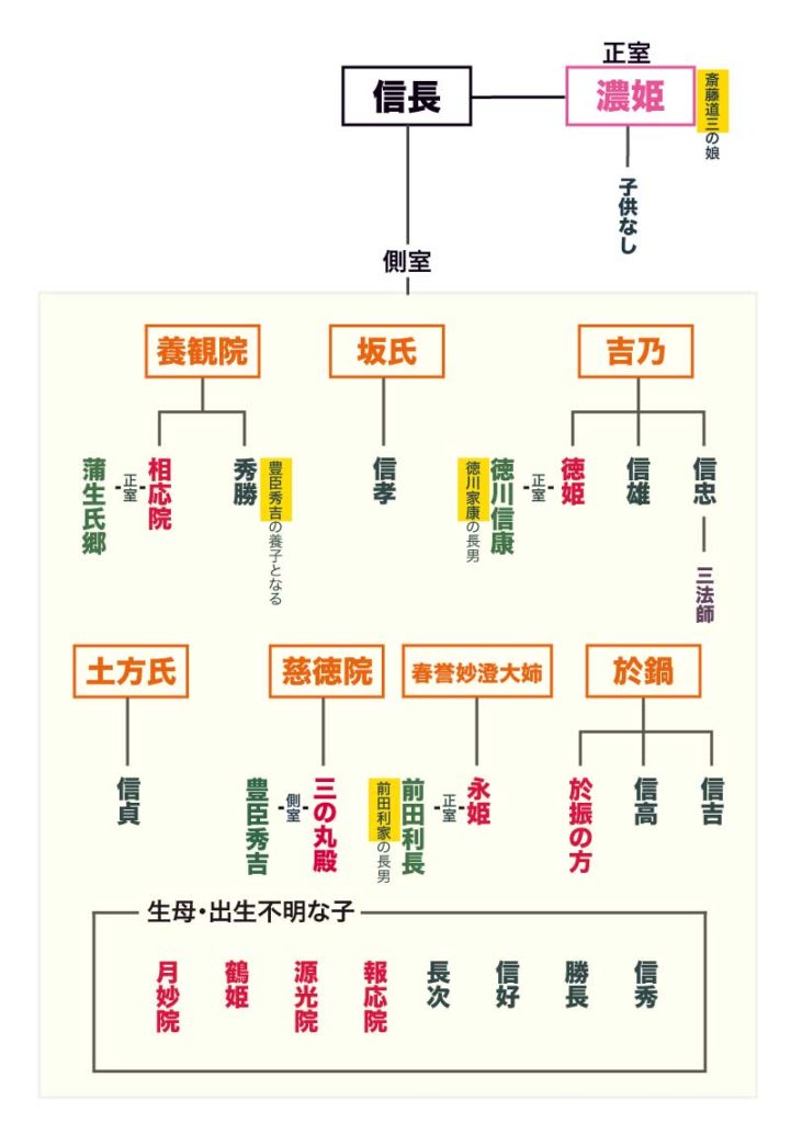 織田信長の家系図＿信長を支えた8人の妻たち