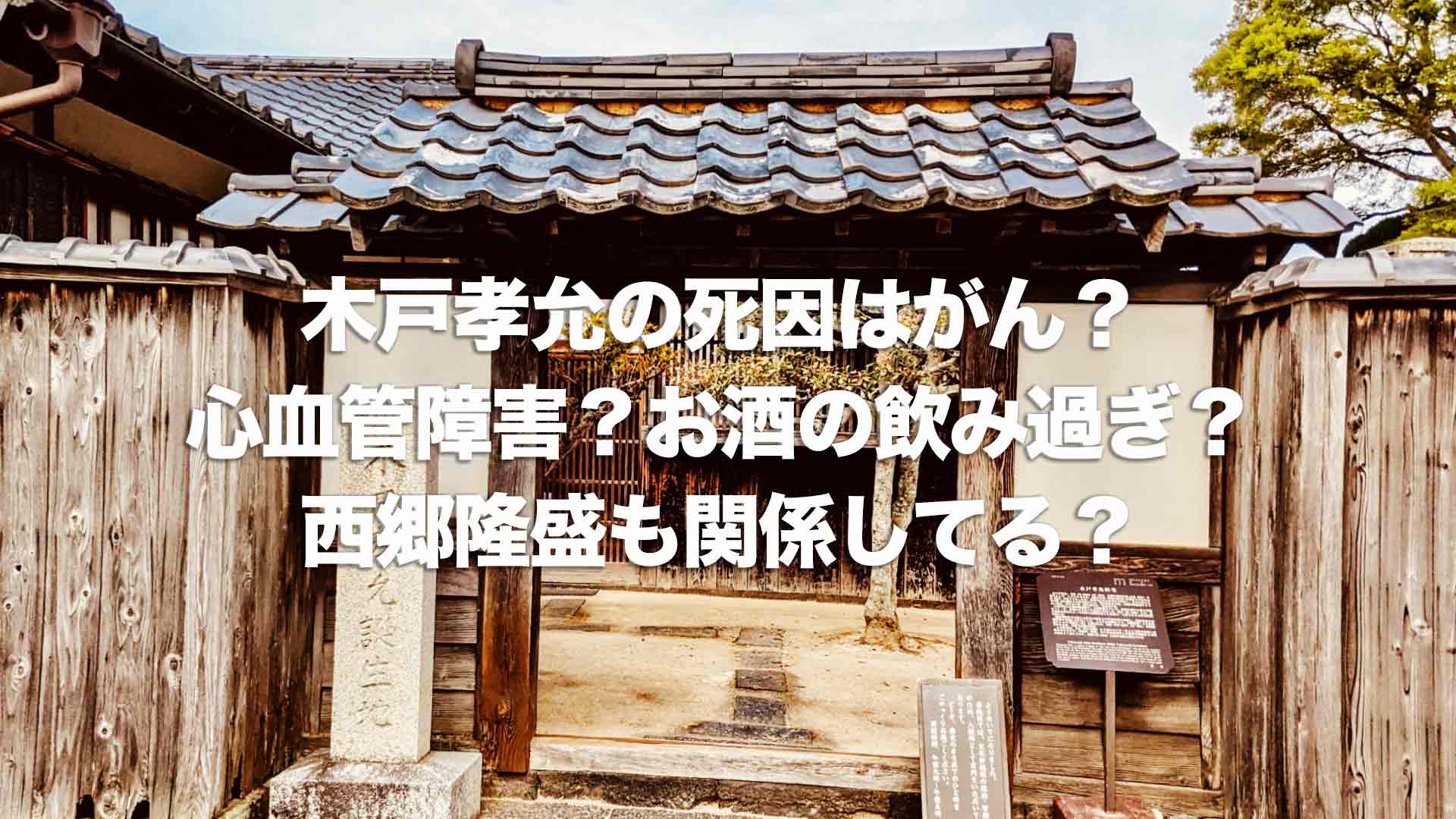 木戸孝允の死因はがん？心血管障害？お酒の飲み過ぎ？西郷隆盛も関係してる？